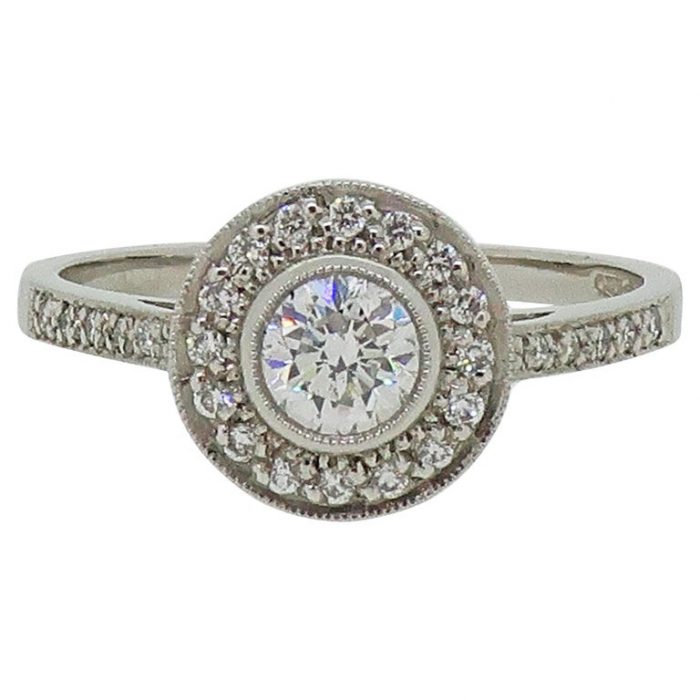 Platinum Diamond Halo Cluster Ring