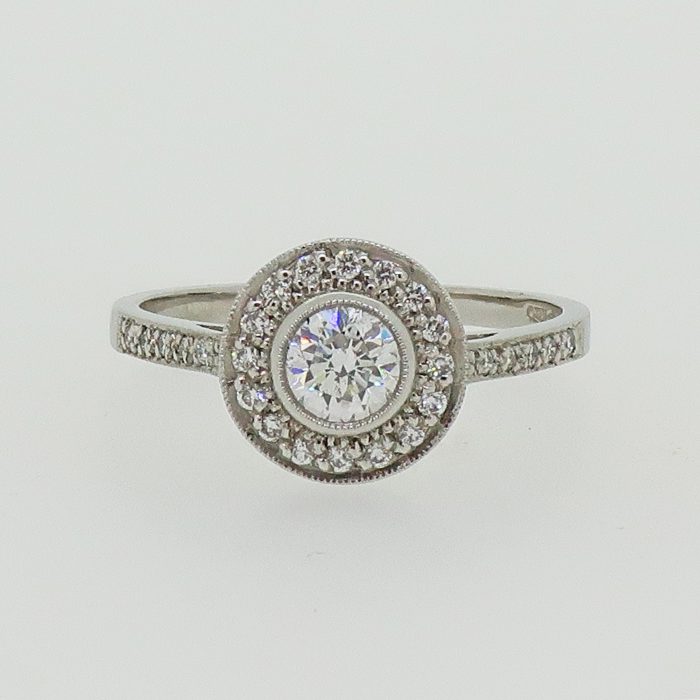 Platinum Diamond Halo Cluster Ring - Image 2