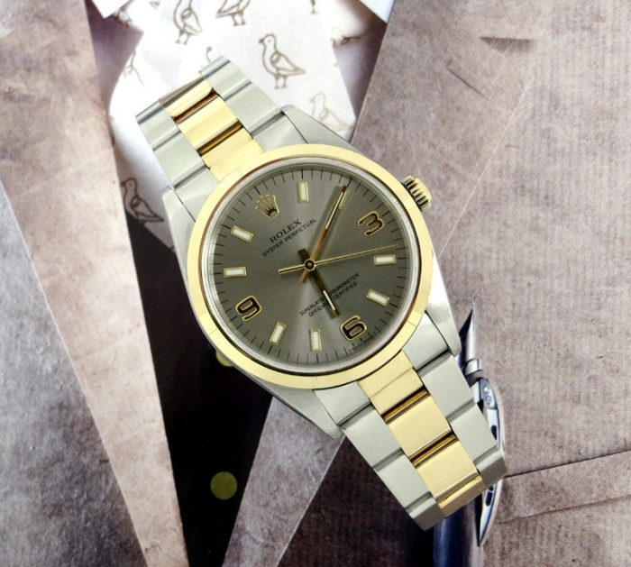 Classic steel & gold Rolex Oyster Perpetual with paper