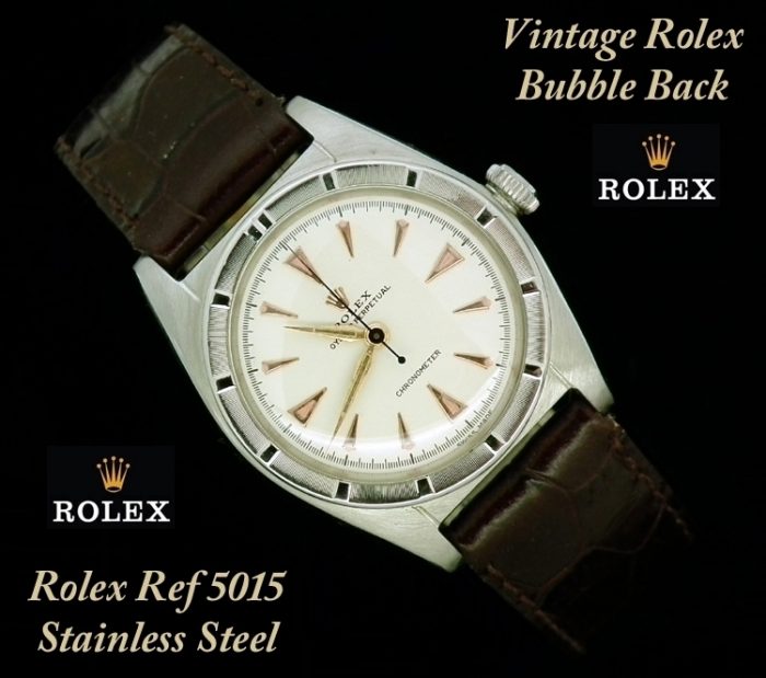 Mint 1949 stainless steel Rolex Bubble Back ref 5015