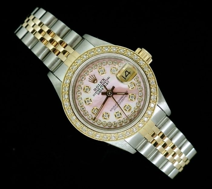Ladies steel & gold string diamond dial Rolex Datejust