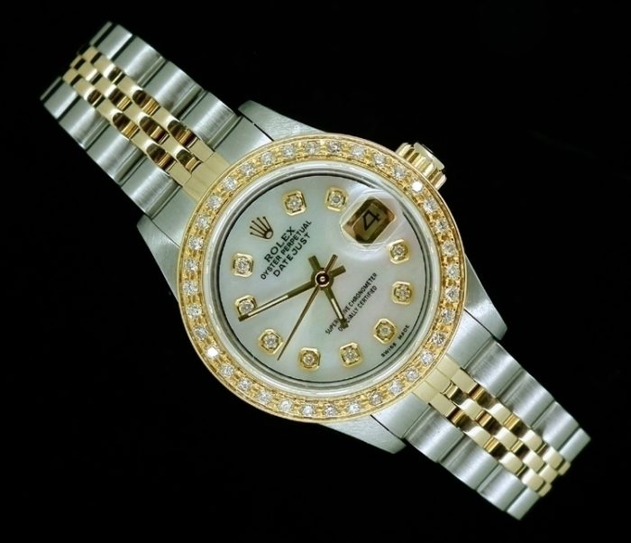 Mother of Pearl steel & gold diamond Rolex Datejust