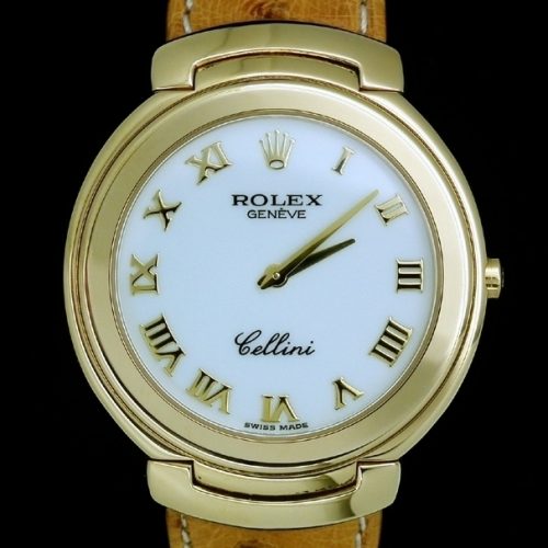 Virtually unworn 18ct Gold Rolex Cellini box & papers