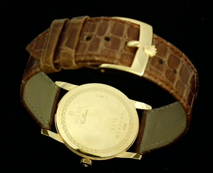 As new 18ct Gold Rolex Cellini with box and papers