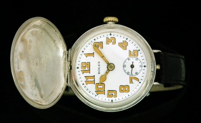 A mint vintage WW1 Silver Hallmarked Rolex full hunter