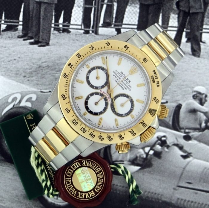 Mint steel & gold Rolex 'Zenith' Daytona with white dial