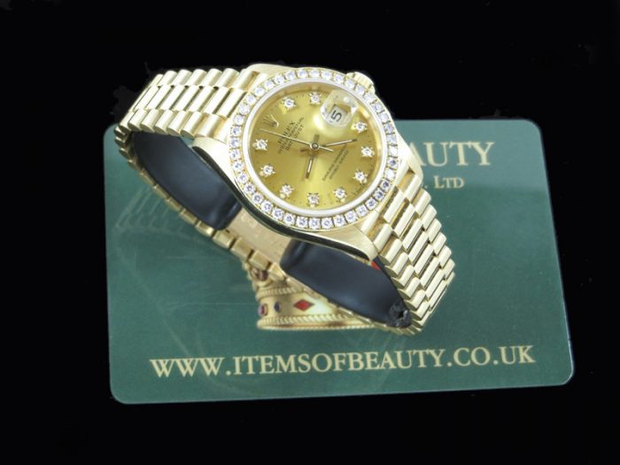 Ladies factory diamond 18ct gold Rolex Datejust