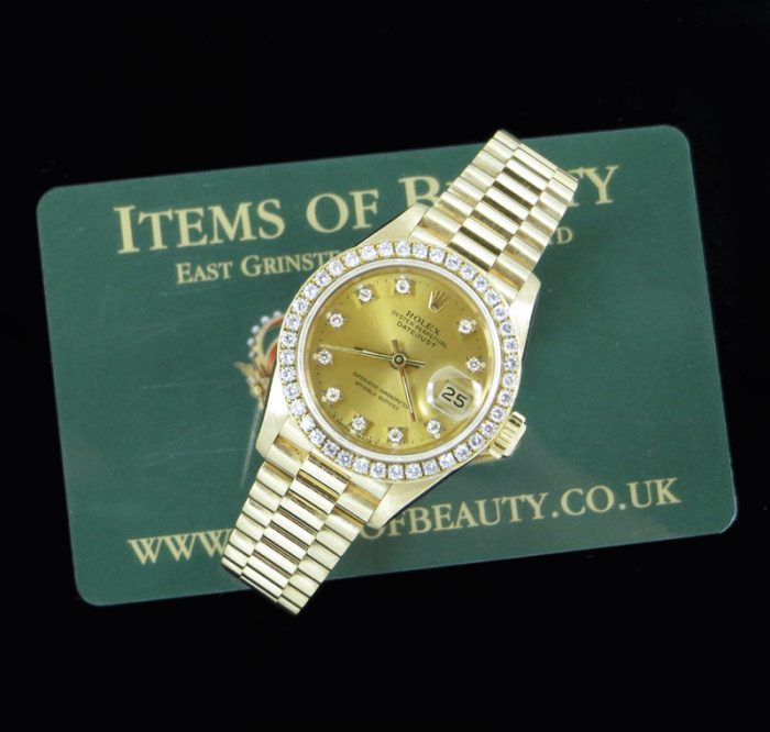 Ladies factory diamond 18ct gold Rolex Datejust