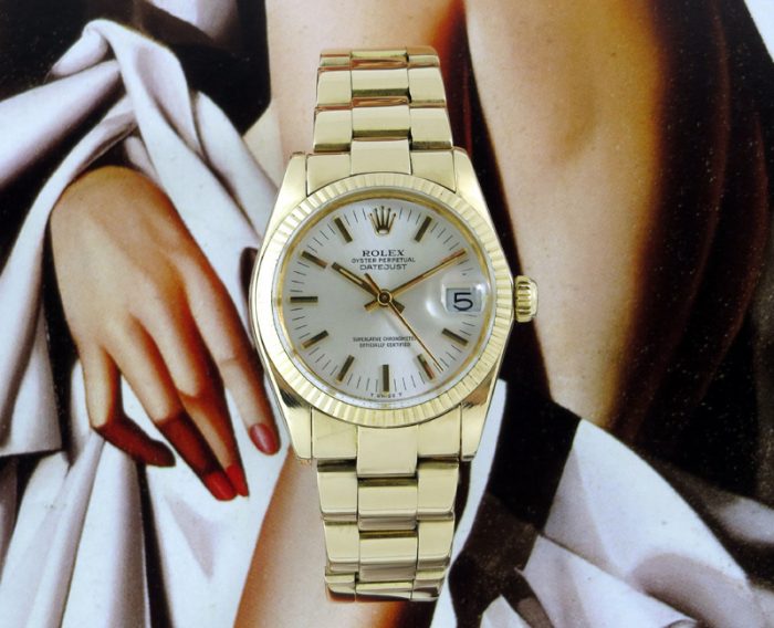 Very rare 18ct gold vintage mid-size Rolex Datejust