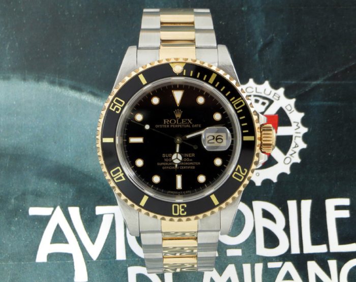 Black kit steel & gold Rolex Submariner with paper