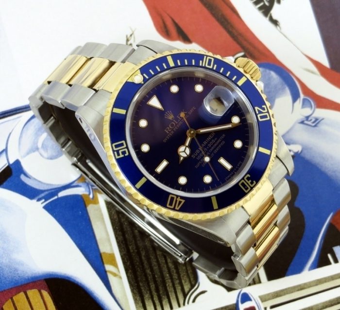Blue Kit Steel & Gold Rolex Submariner with paper