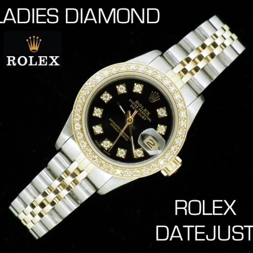 Superb black diamond dial steel & gold Rolex Datejust