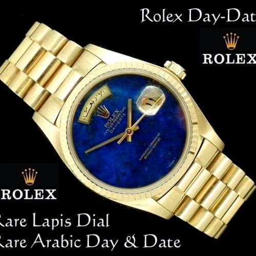 Super rare 18ct Gold Lapis dial Arabic Rolex Day-Date