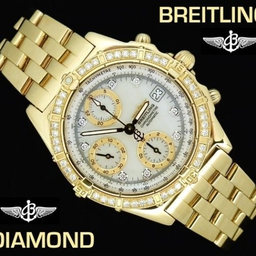 Factory Diamond 18ct Gold Breitling Chronomat - mint
