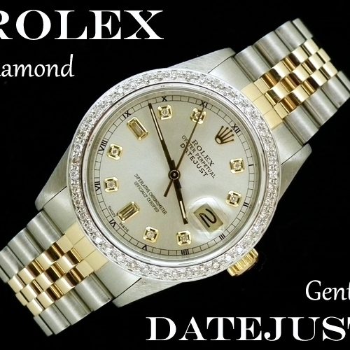 Mint steel & gold mens diamond Rolex Datejust