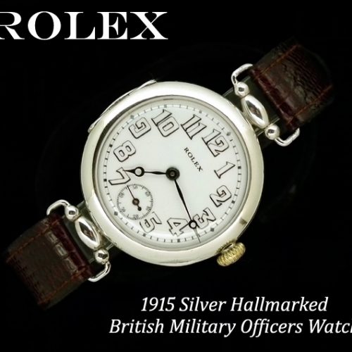 Rare mint 1915 WW1 Military Silver Rolex Officers Watch