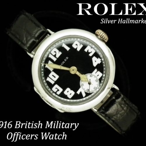 Rare 1916 Silver British Military Rolex officers watch