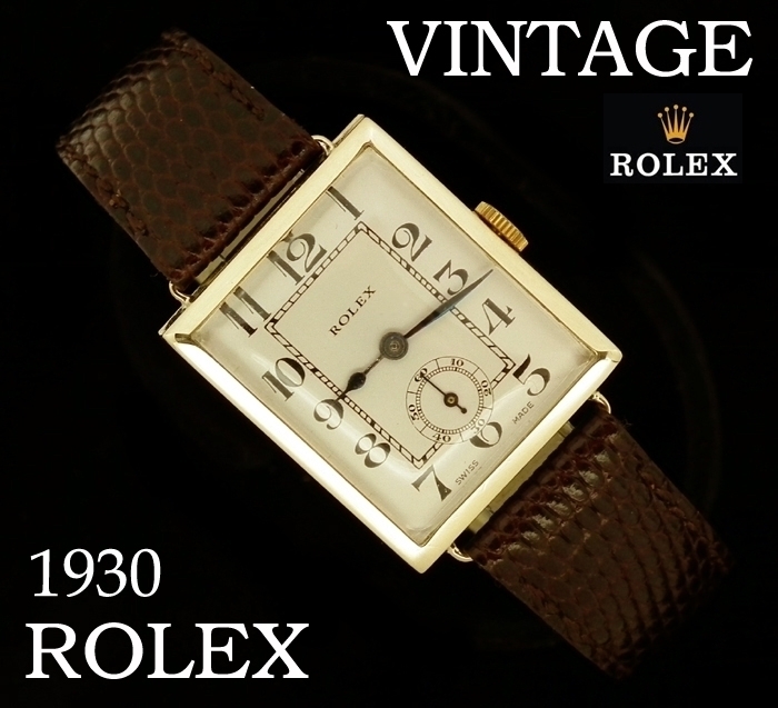 Vintage mint Art Deco mens gold Rolex hallmarked 1930