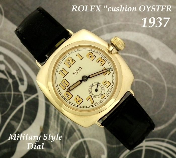 Mint 1937 9ct Gold Rolex Cushion Oyster investment piece