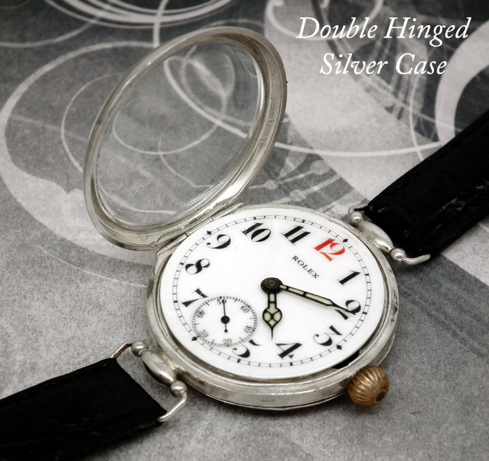 Mint 1916 Silver Rolex Officers trench watch enamel dial