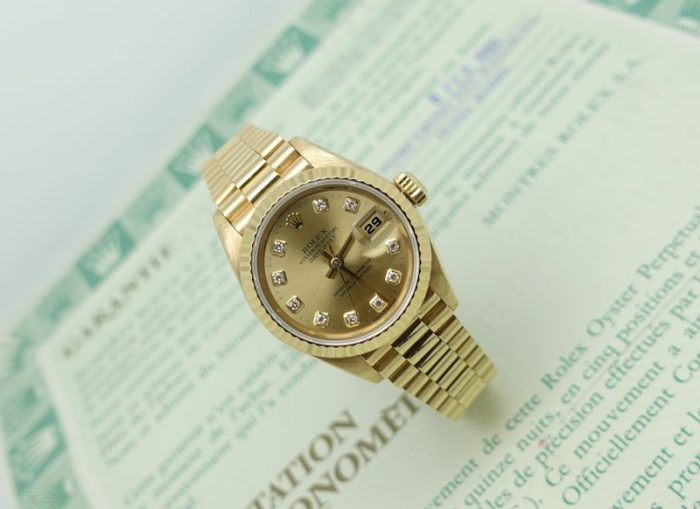 Ladies 18ct gold Rolex Datejust with factory diamond dial