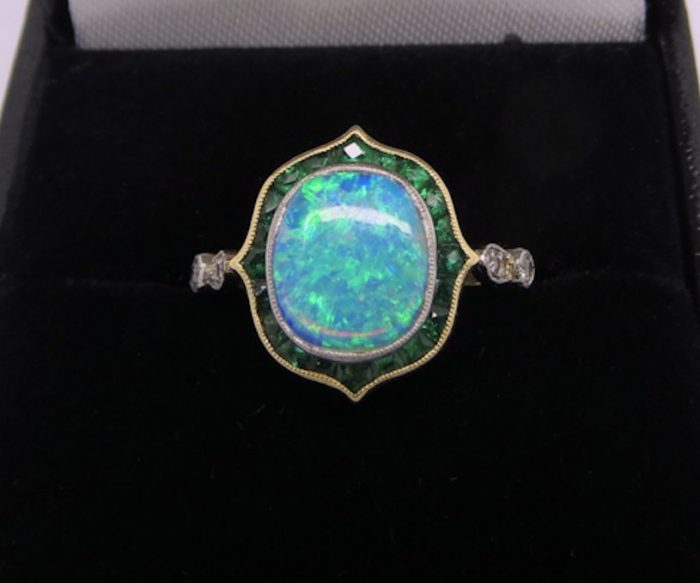 Unusual Opal and Emerald Ring