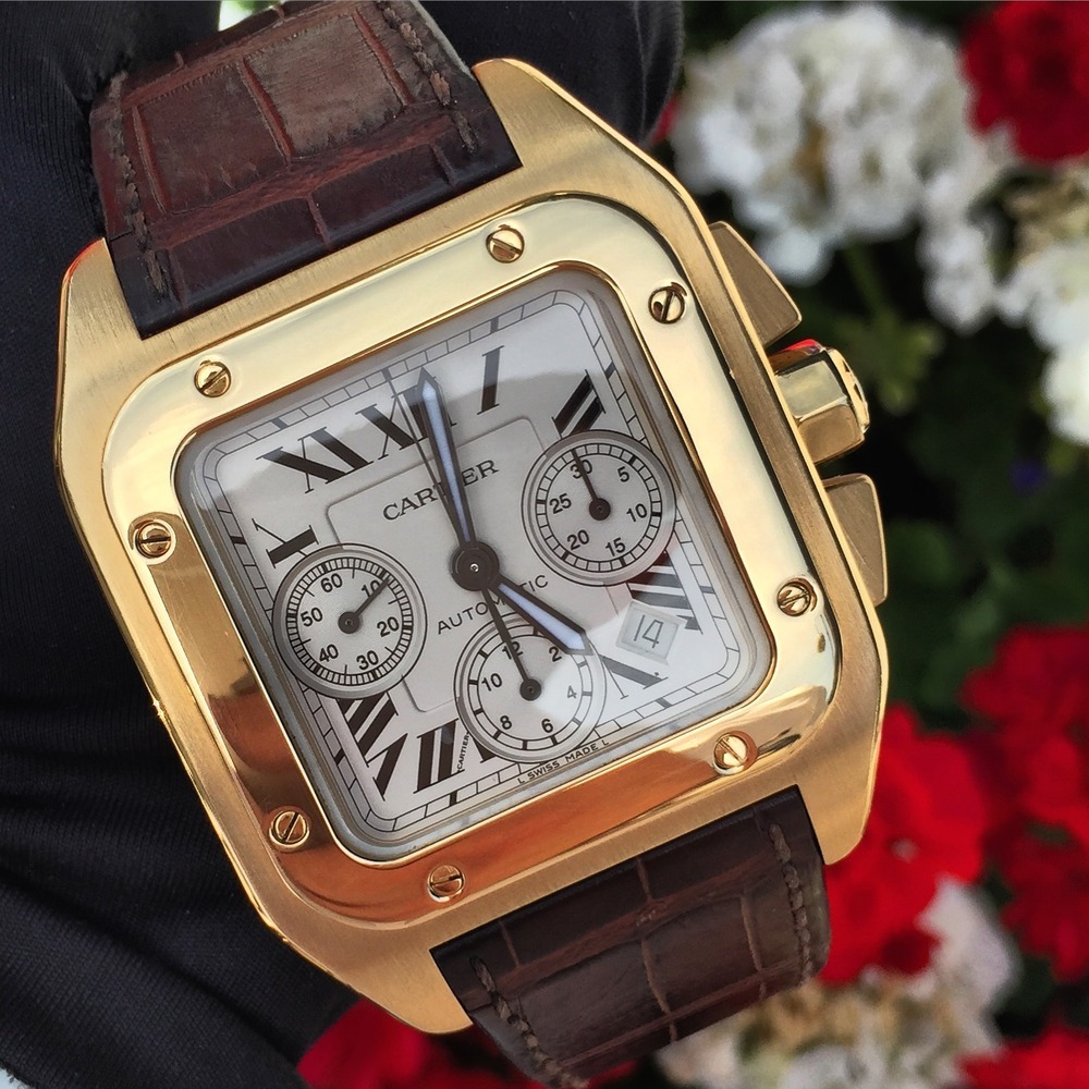 cartier santos 100 chronograph gold