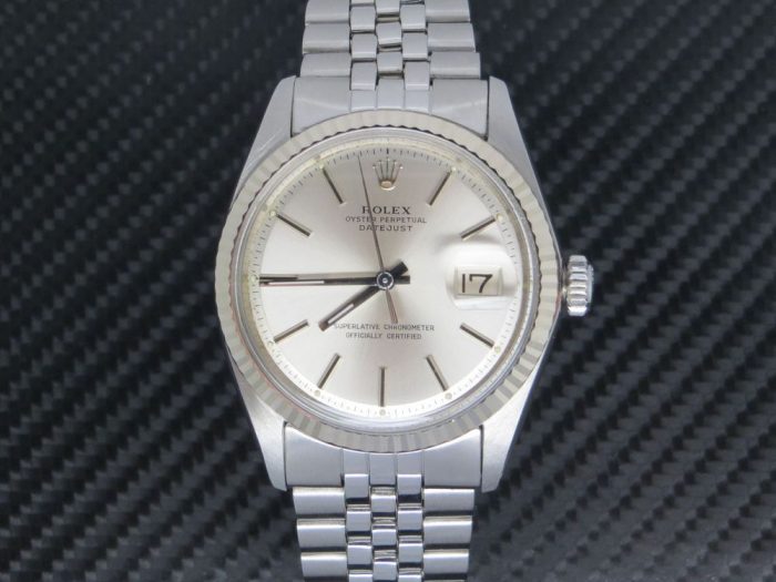Gents Stainless Steel Rolex Datejust With Silver Dial & 18ct White gold bezel