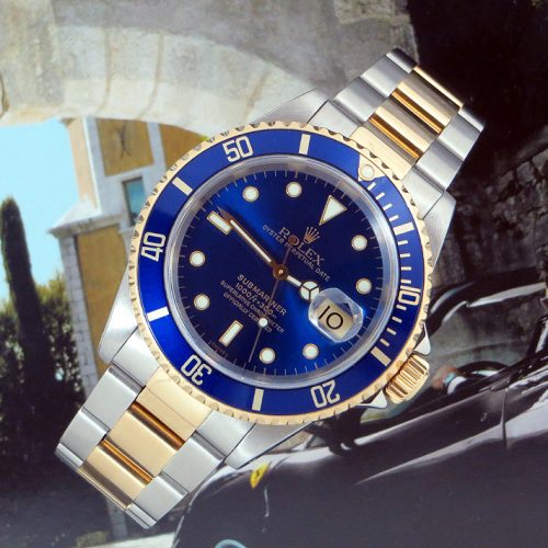 Mint steel & gold Rolex Submariner date 'Blue Kit' with paper