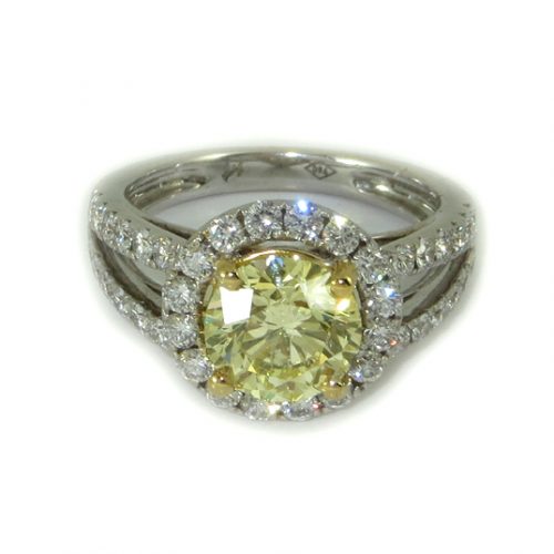 Magnificent 3.34ct fancy yellow diamond ladies ring